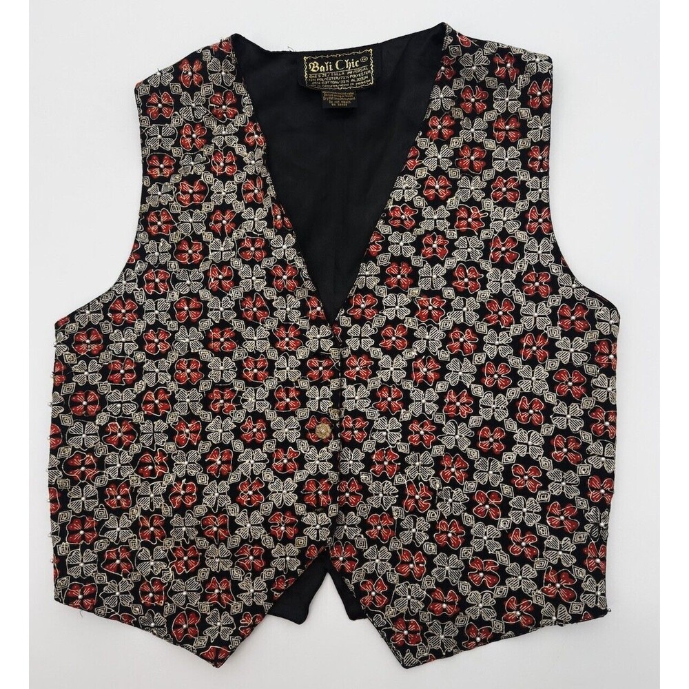 Vintage 90’s Bali Collection Beaded Vest Snaps Y2K Boho Art Festival One Size